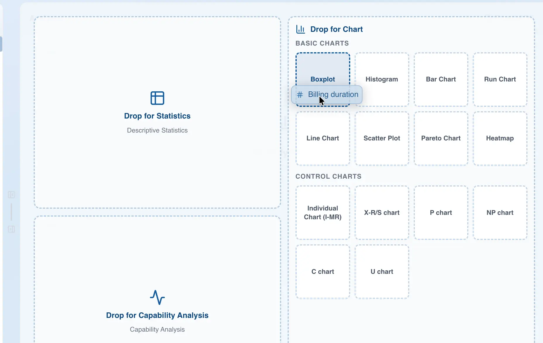Create a box plot by drag and drop