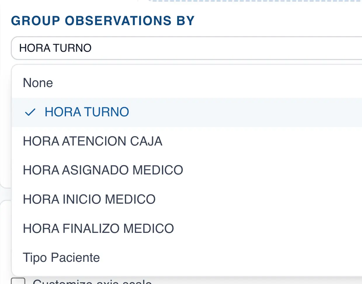 Categorical column dropdown